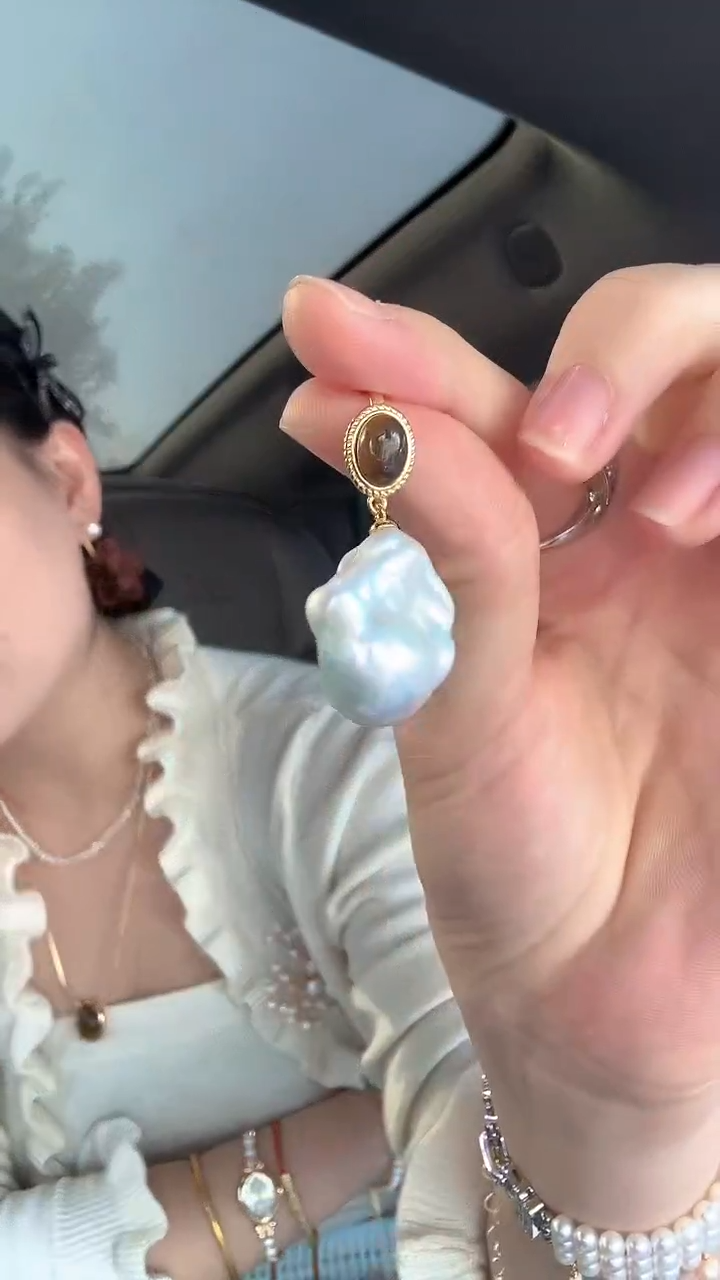 吊坠(不含链)未镶嵌淡水珍珠虎眼巴洛克大肚子万能扣吊坠