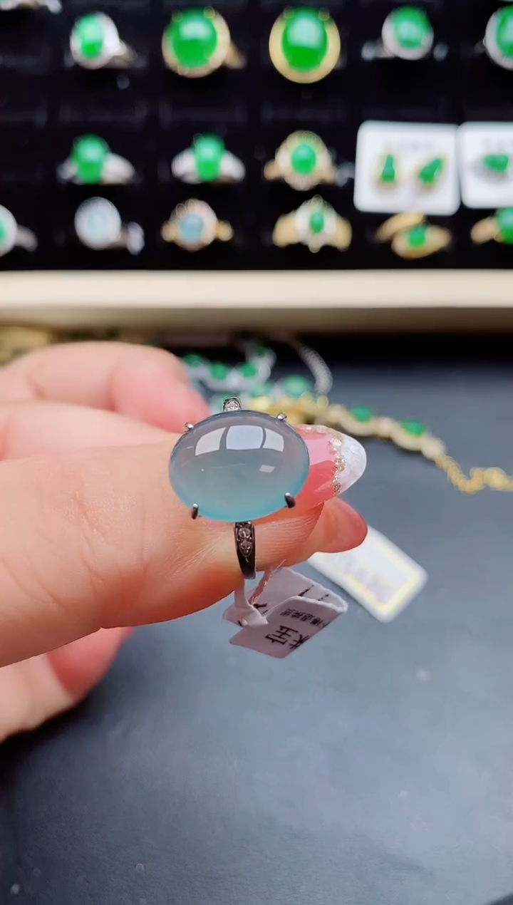 【闪购商品】翡翠戒指银S925镶嵌085800