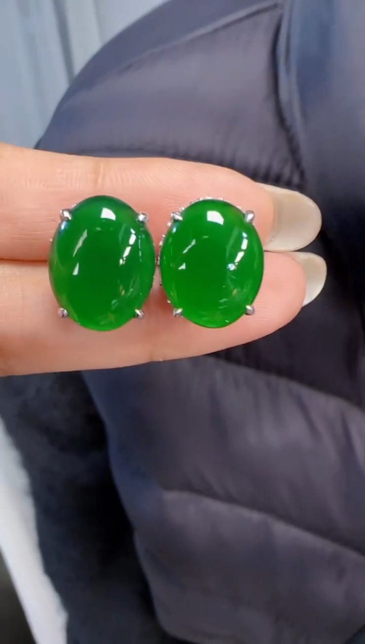 未镶嵌定制翡翠翡翠耳环184