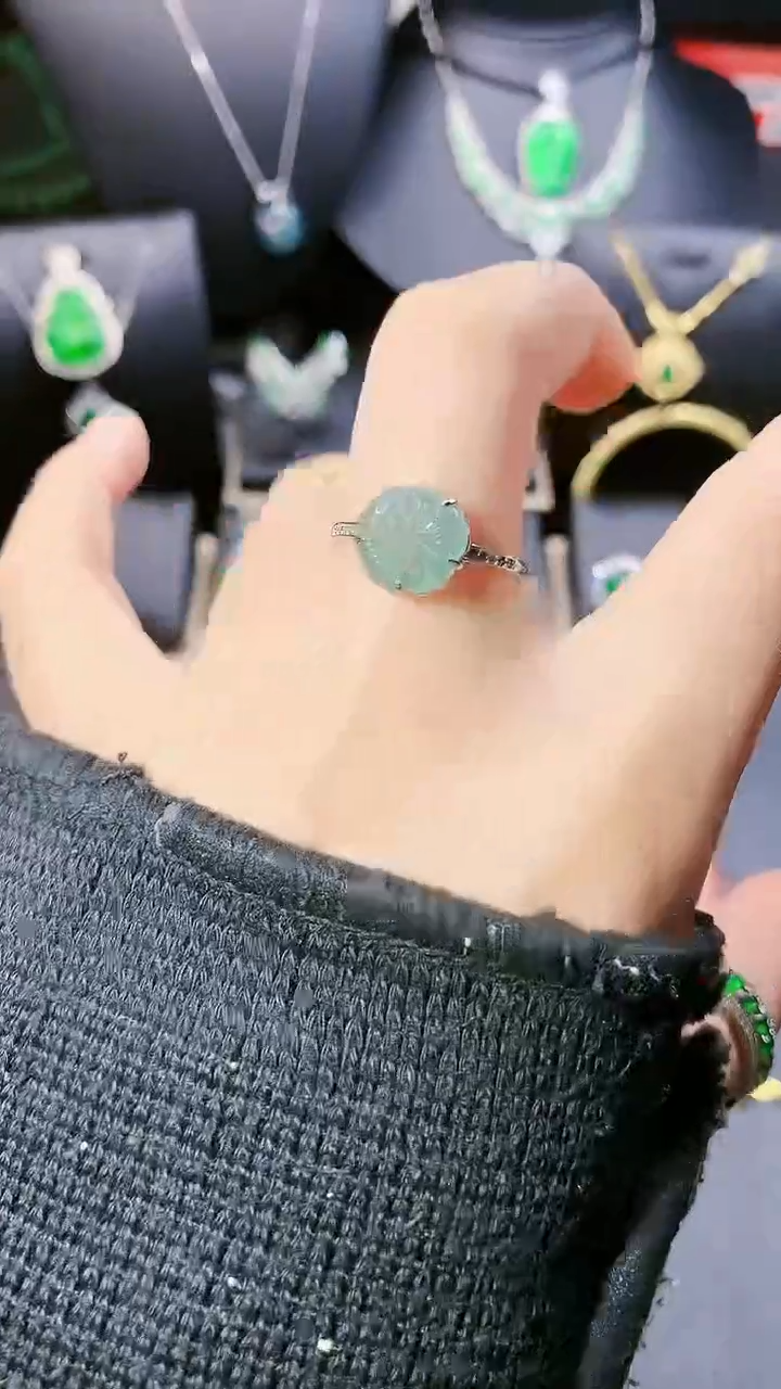 【闪购商品】翡翠戒指银S925镶嵌戒指