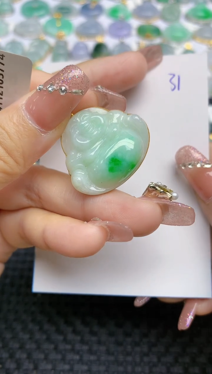 【闪购商品】翡翠颈饰18K金镶嵌天然A货翡翠 31