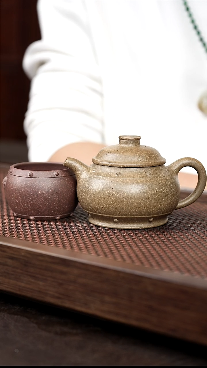 茶壶紫砂岩中泥大太极鼓+战鼓杯