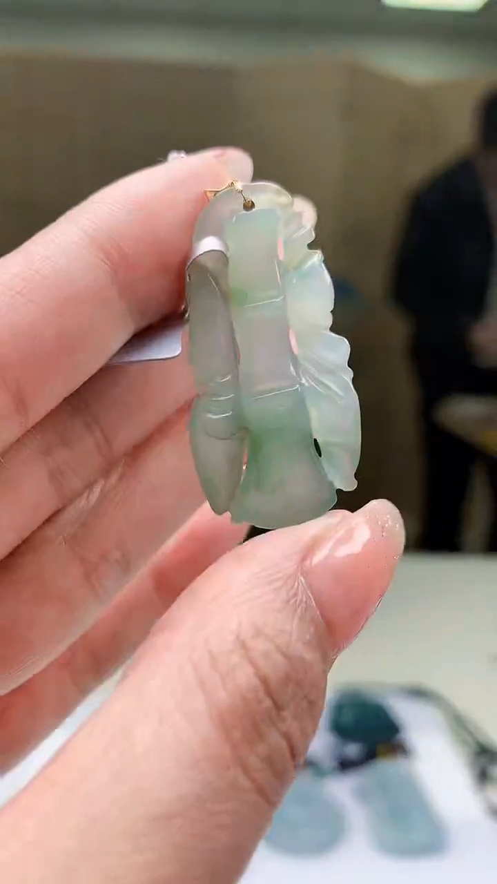 【闪购商品】定制翡翠18K金镶嵌5153MM-jj挂件46