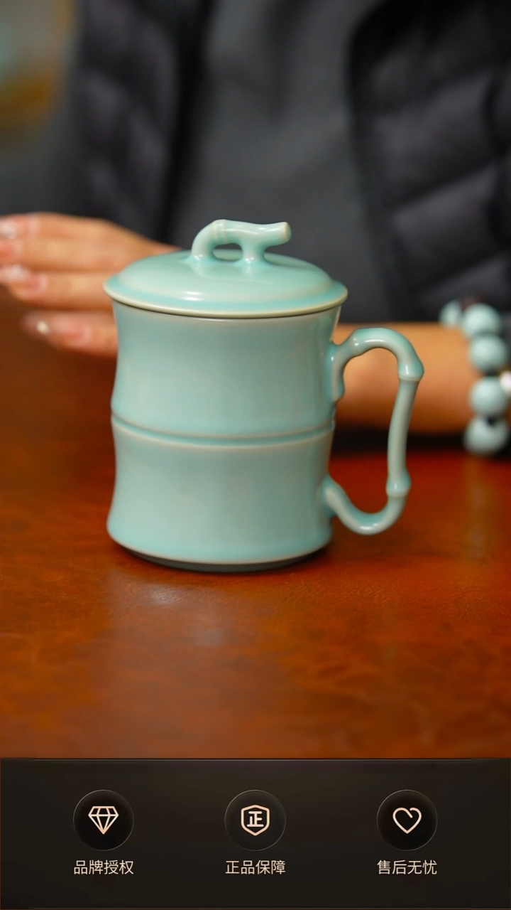 一级新品青杰仿古支钉竹节办公杯 