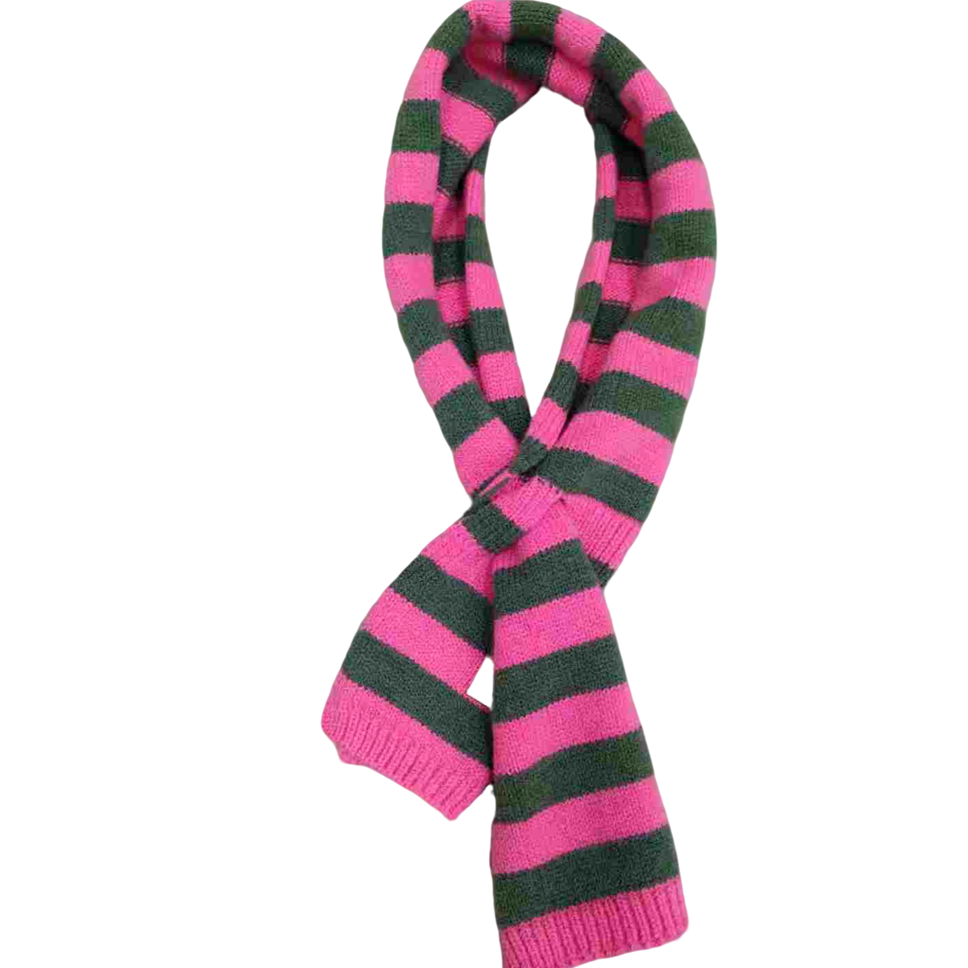 热狗彩条围巾 新款时尚个性减龄百搭休闲韩版穿孔式卷边针织围巾