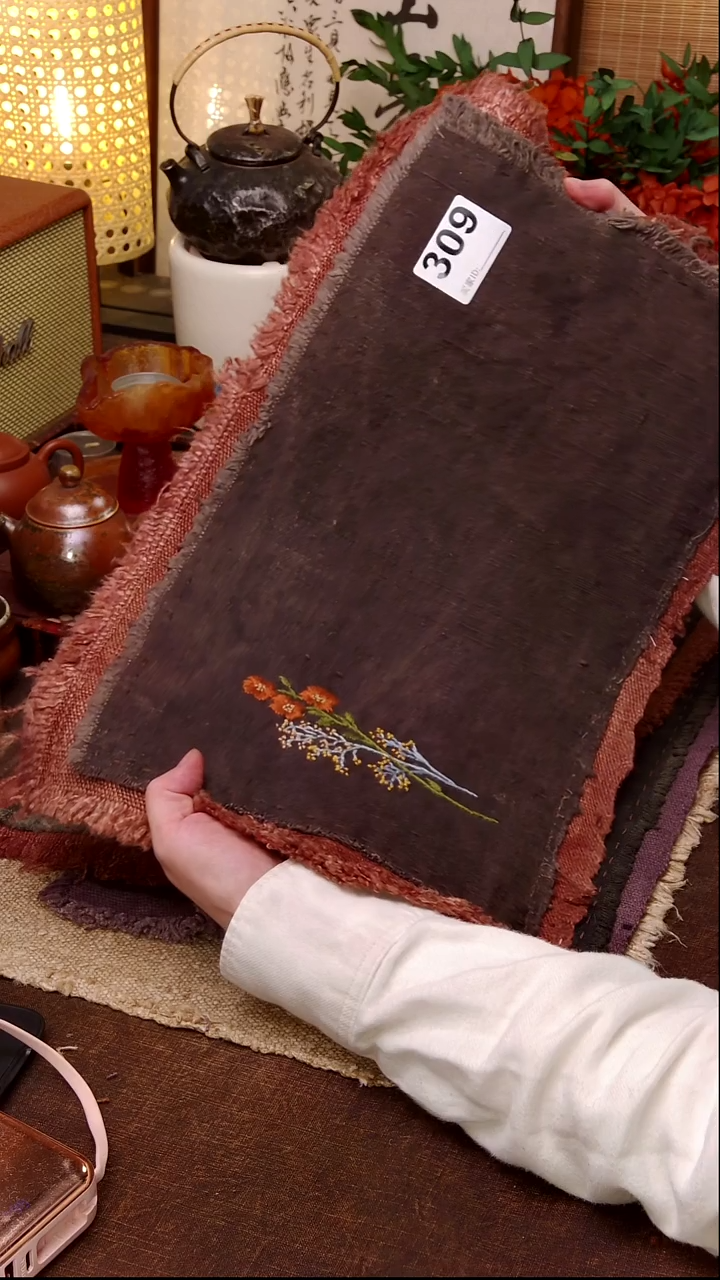 ?**鱼Cici手作刺子绣柿染壶垫杯309