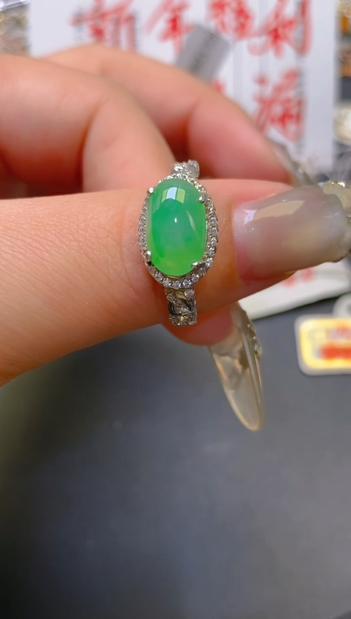 【闪购商品】翡翠耳饰银S925镶嵌天然A货翡翠1