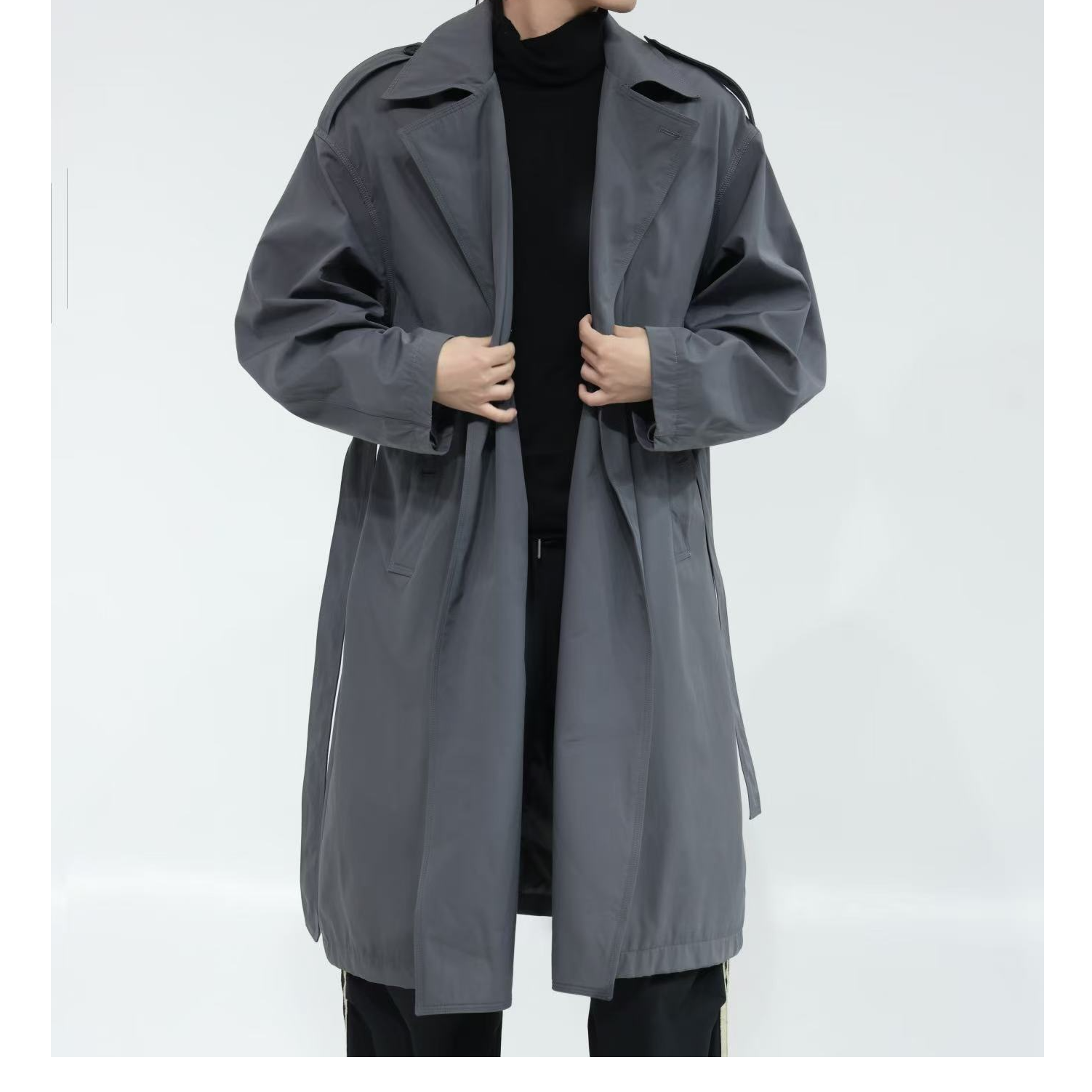  冬季高端时尚潮流百搭纯色外套风衣