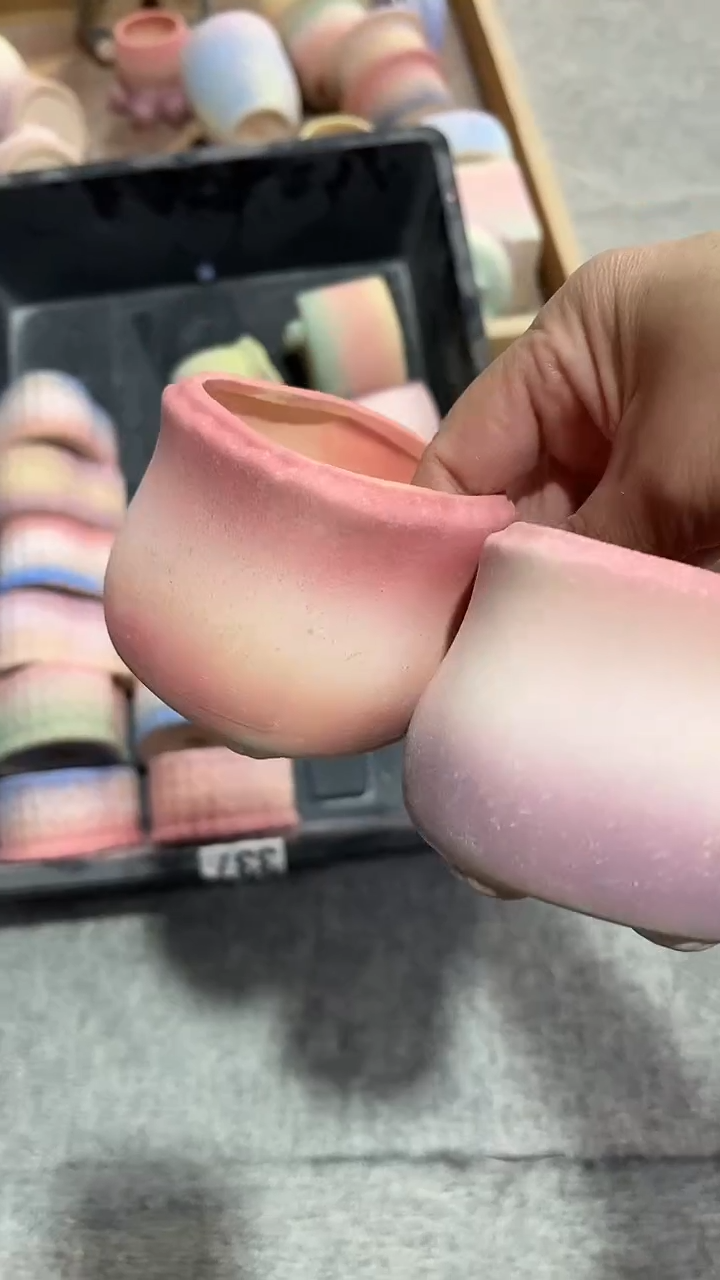 麦饭石粗陶多肉花盆6*6两个