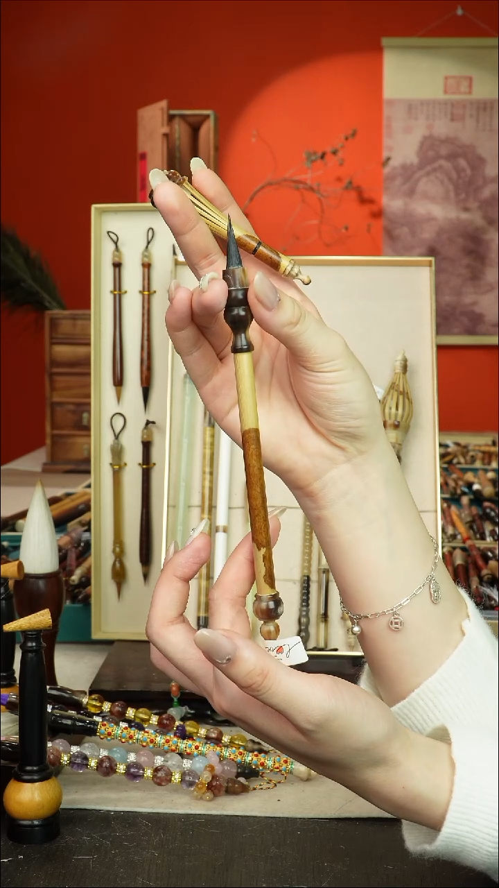 331号闪孤品高货毛笔链接 清水试笔 蘸墨不退