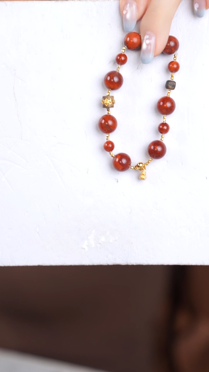 手链18K金镶嵌南红玛瑙@@@@@@@@@