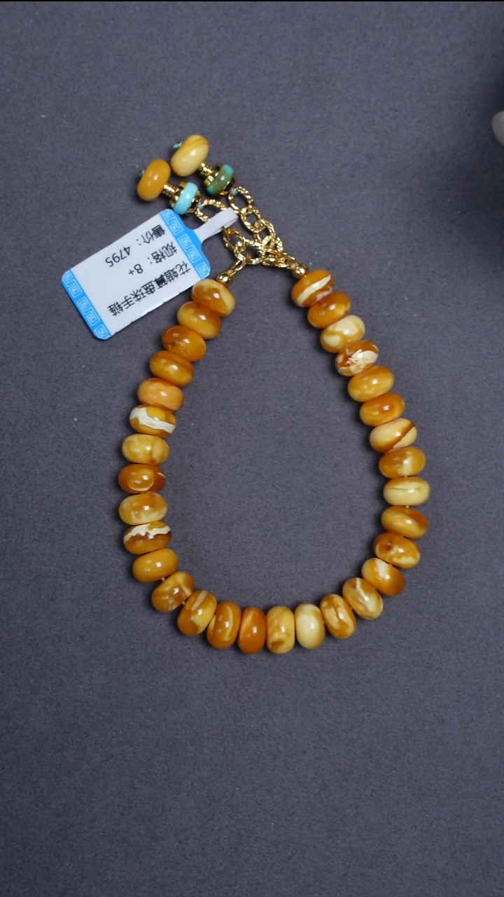 手链蜜蜡未镶嵌花蜡鼓珠手链8mm