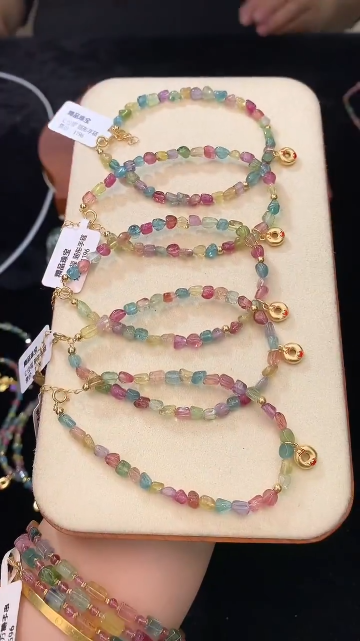 银S925镶嵌手链碧玺独家设计款 多样性发其一