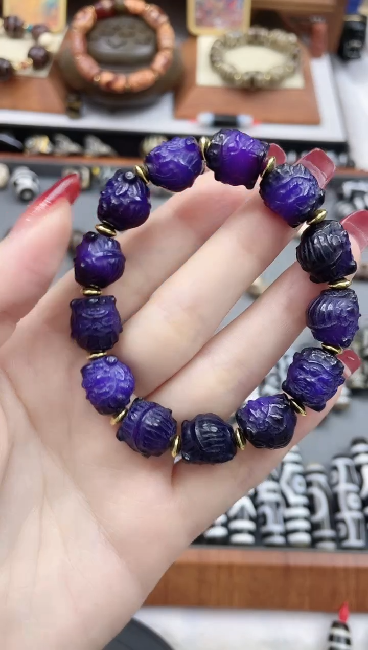 【闪购商品】玛瑙/玉髓手串未镶嵌紫色大黑天手串