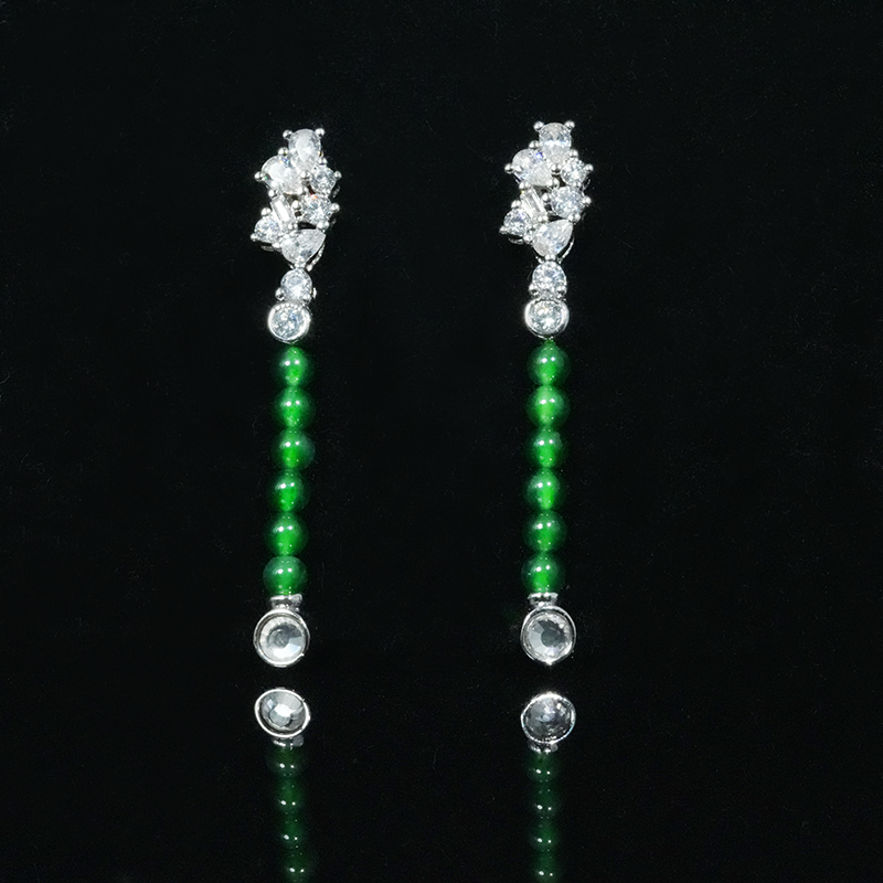 天然翡翠小米珠耳钉A货轻奢百搭女款耳饰-多样性发1