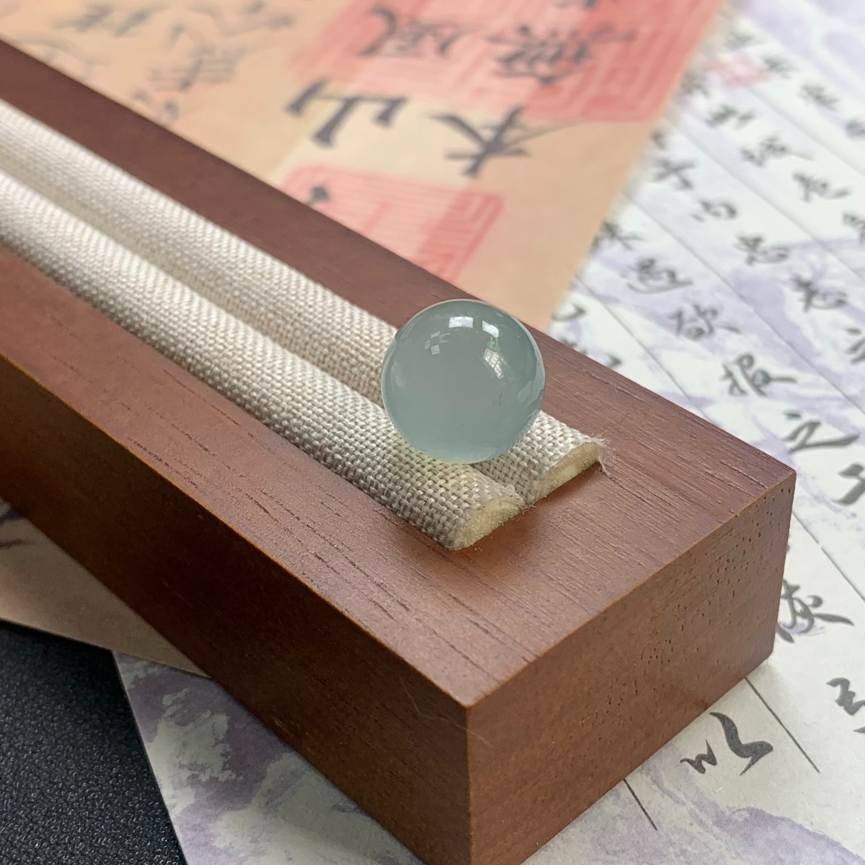 【宝珠翡翠】天然缅甸翡翠A货 卡12.1mm冰蓝钢珠子 吊坠搭串双用