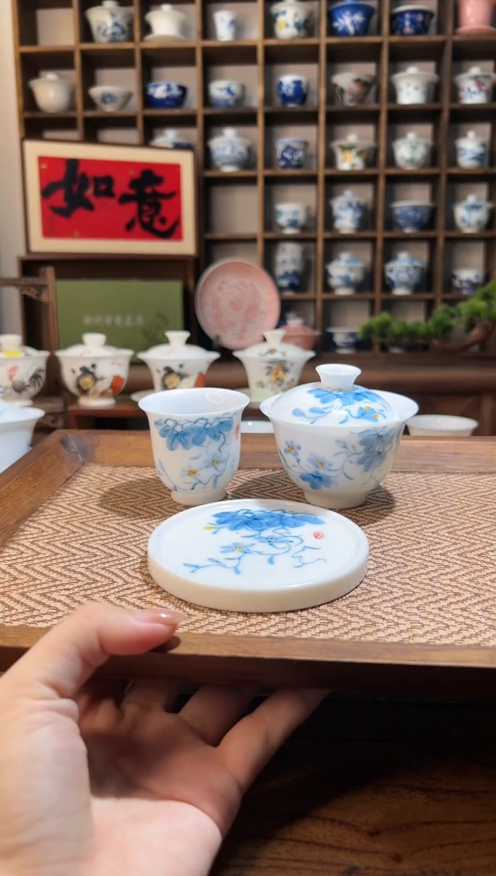 【闪购商品】130ml-牵牛花盖碗+主人杯+盖置