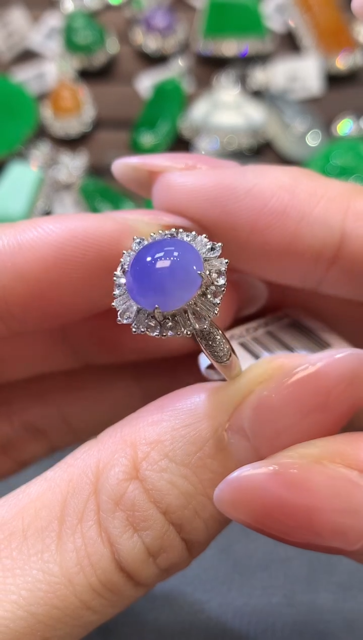 【闪购商品】翡翠戒指18K金镶嵌D39 紫货有一定色差