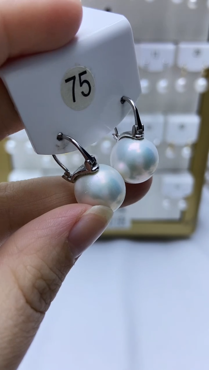 银S925镶嵌耳饰淡水珍珠75