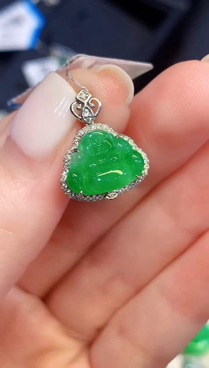 吊坠(不含链)18K金镶嵌翡翠L多样性发其一