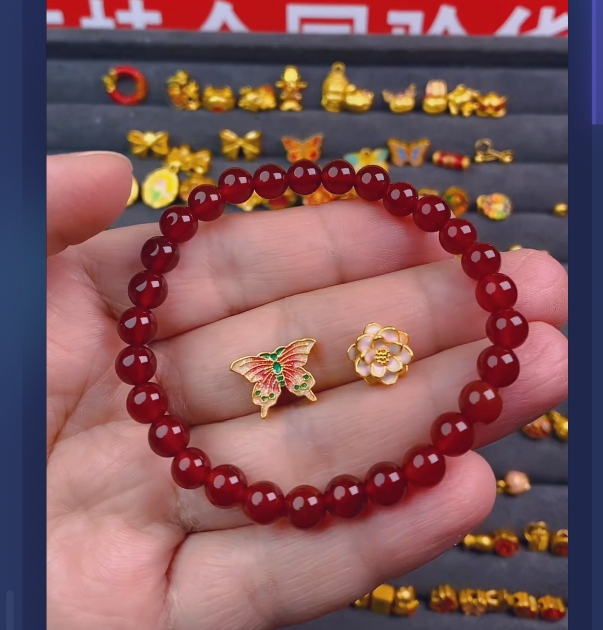 足金999 蝴蝶+粉莲花/ 多样性发
