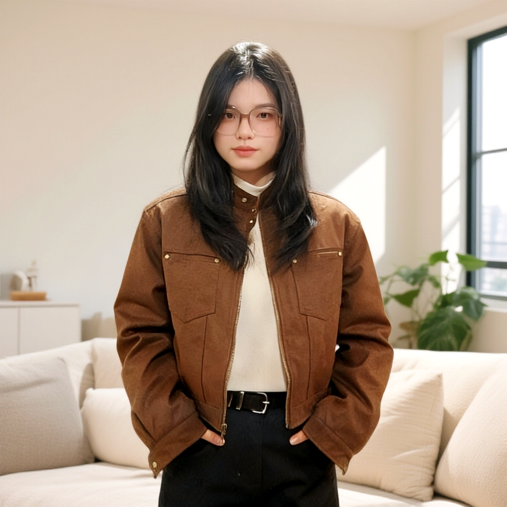 2025冬新款加绒加厚麂皮绒立领短款女外套韩版宽松百搭夹克时尚