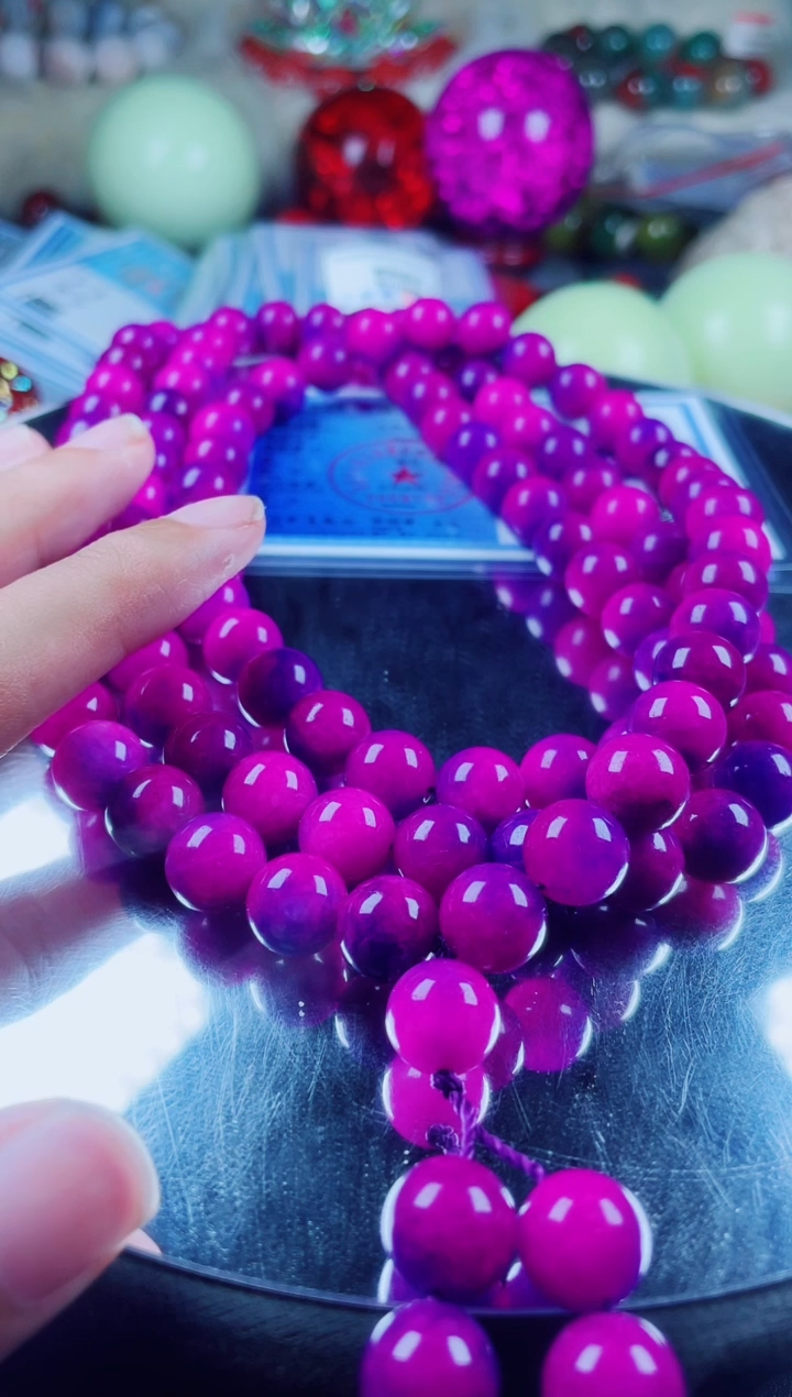 石英质玉未镶嵌项链项链108卡10