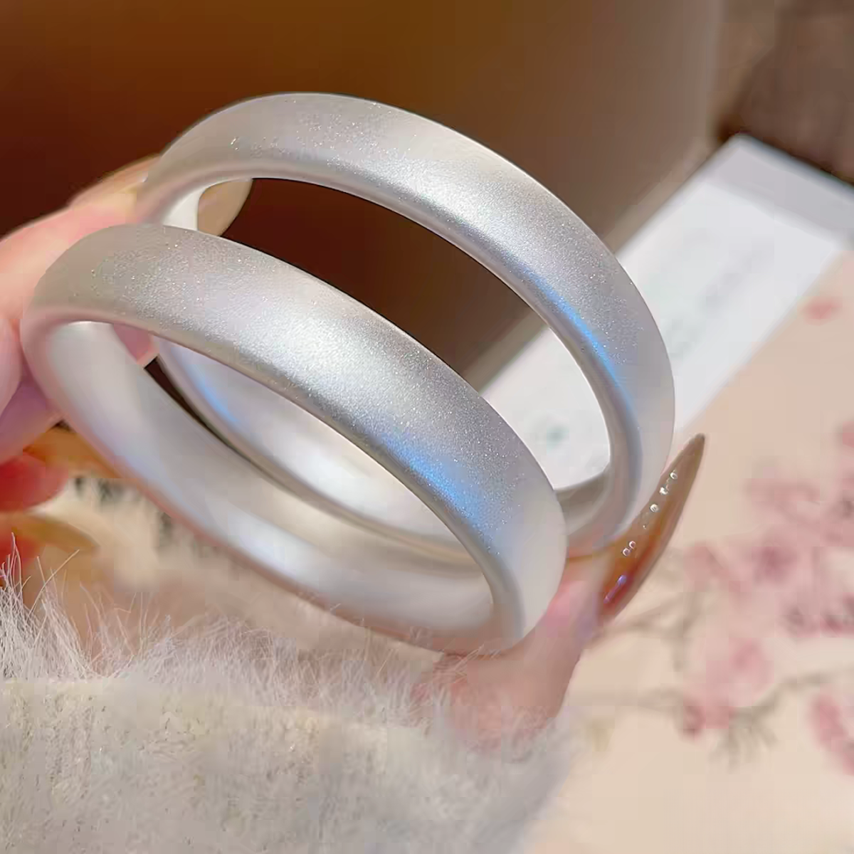 非金属珐琅手镯 古法磨砂大轮胎镯时尚百搭情人节礼物