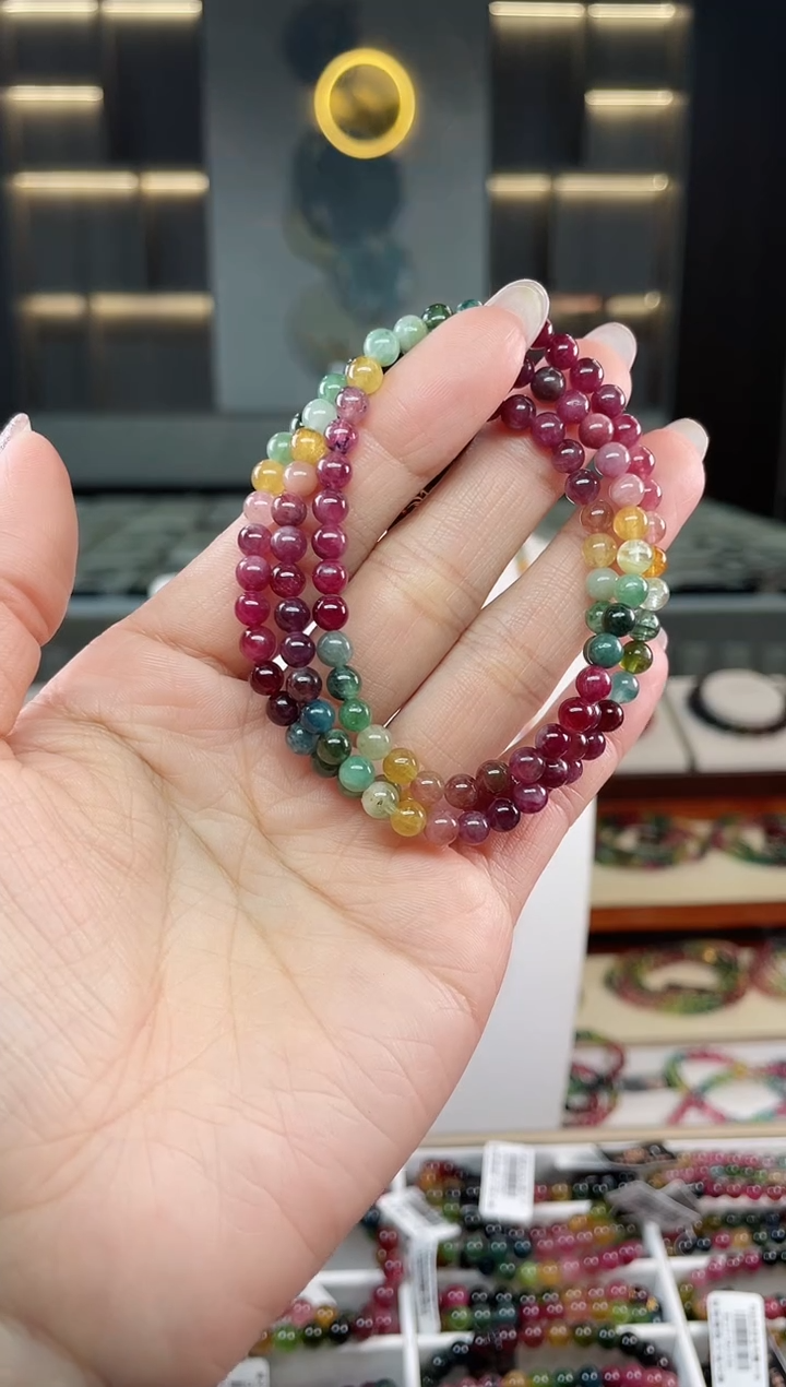 未镶嵌老矿碧玺三圈手串5mm+碧玺（多样性发一条）T