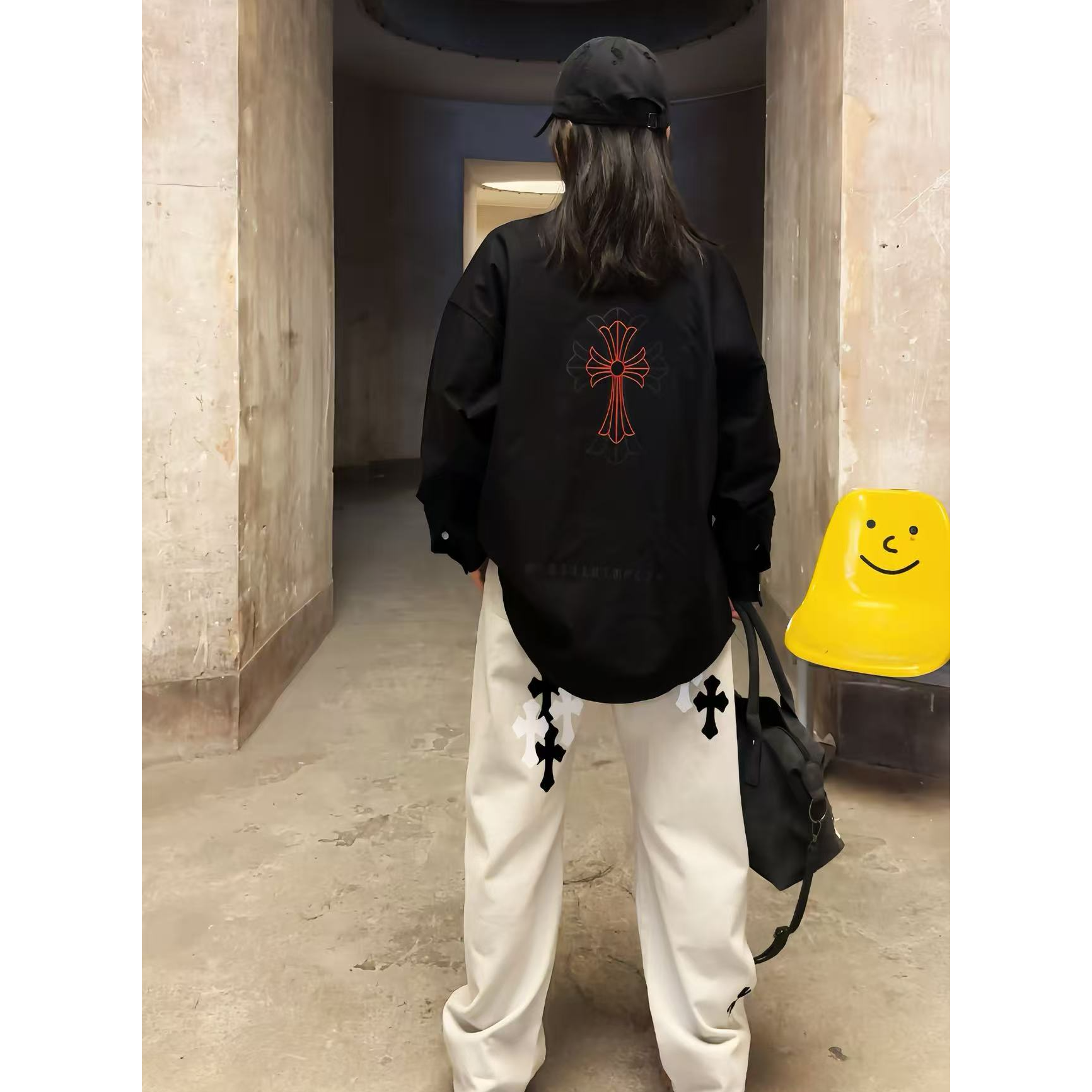 十字克罗心复古落肩牛仔夹克潮流