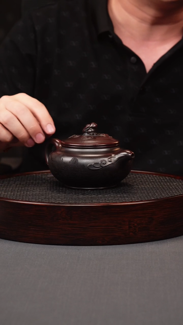 茶壶紫砂古红泥玉兔仿古