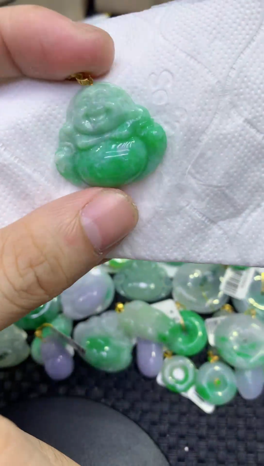 颈饰18K金镶嵌翡翠天然缅甸A货翡翠