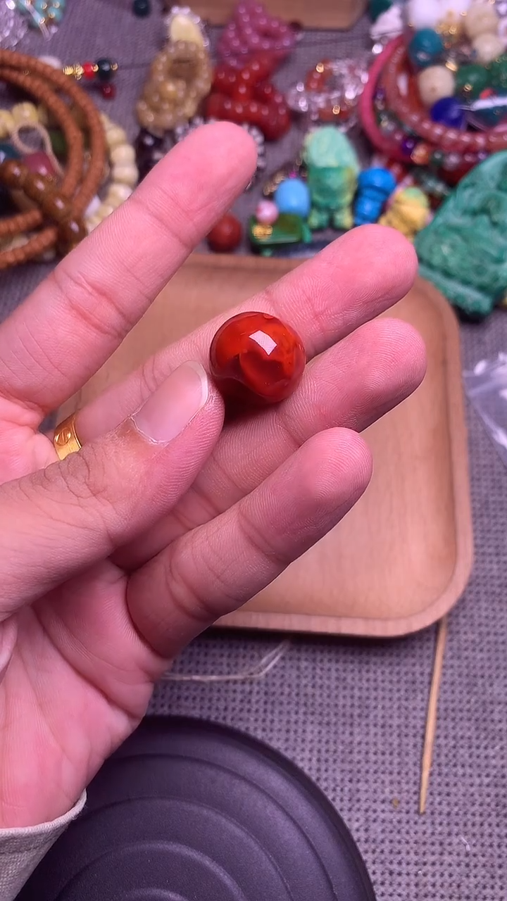 未镶嵌配饰南红玛瑙苹果单珠卡17mm 单个发