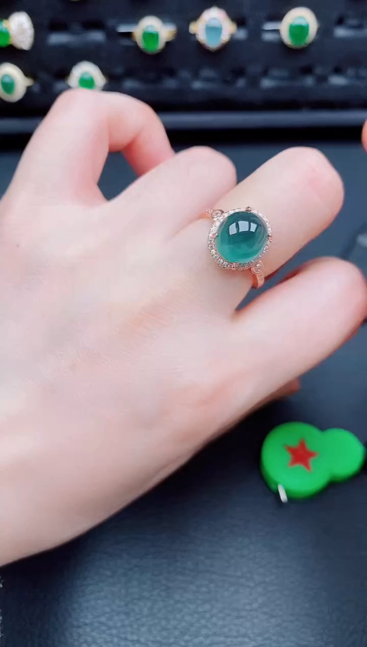 【闪购商品】翡翠戒指银S925镶嵌天然a货翡翠116