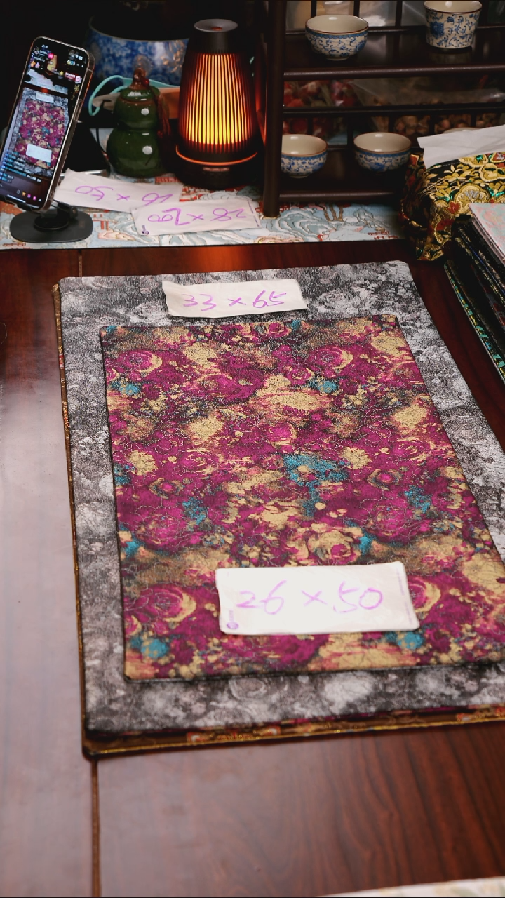 【鎏金玫瑰紫灰双面】中国风干泡织锦茶席26*50