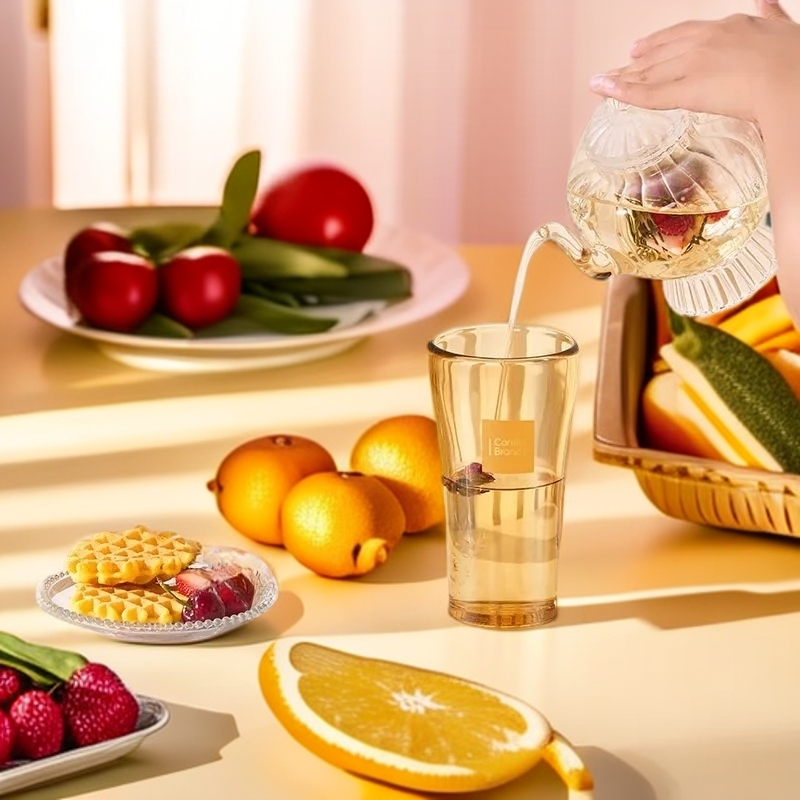 双饮杯耐高温玻璃吸管杯耐高温杯子便携旅行杯子透明F063