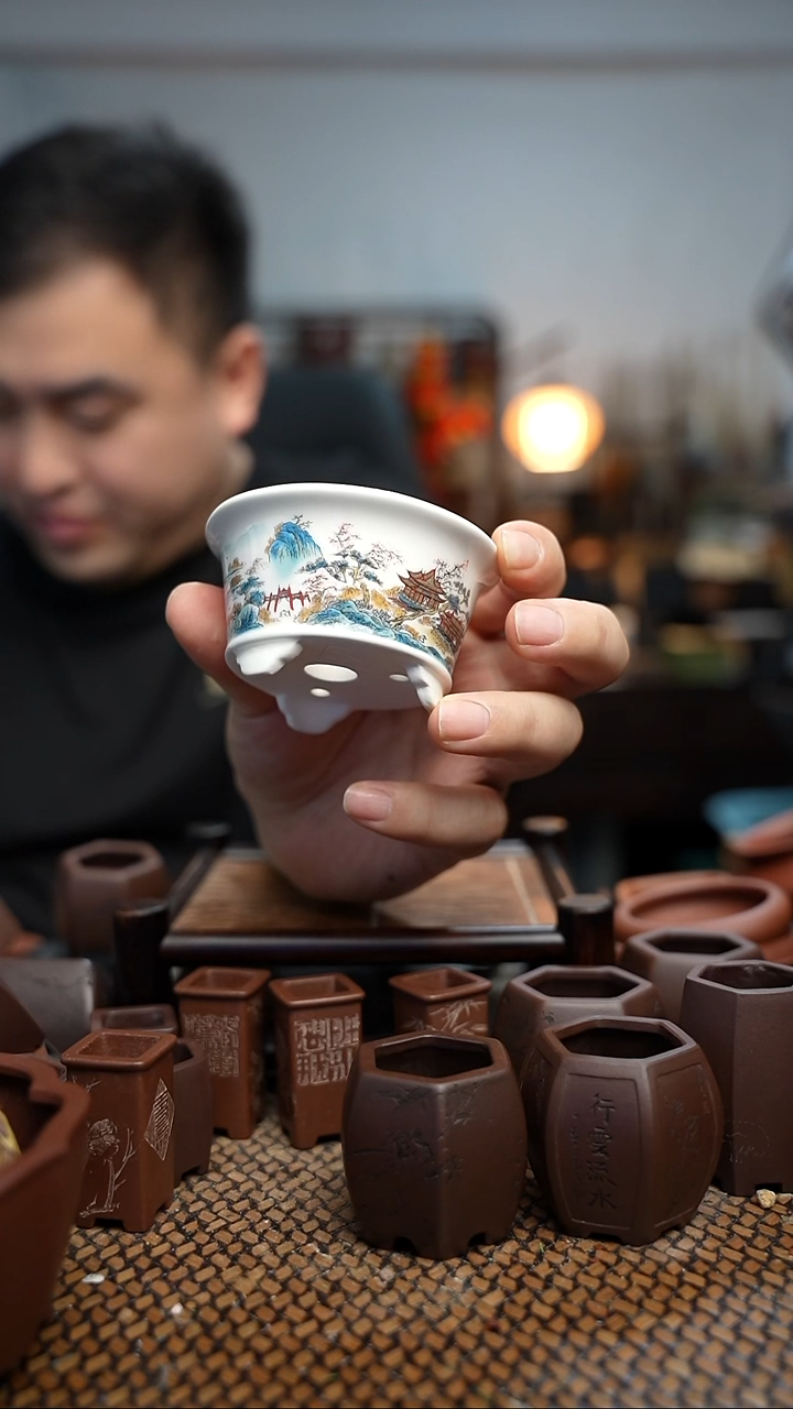 紫砂花盆長木軒精品紫砂内口6.5*3.3