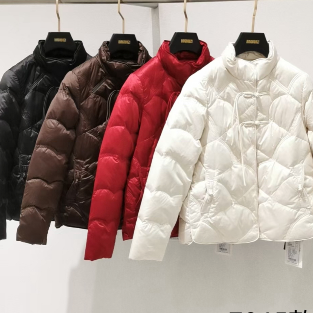 90鸭绒中国风盘扣短款羽绒服四色可选