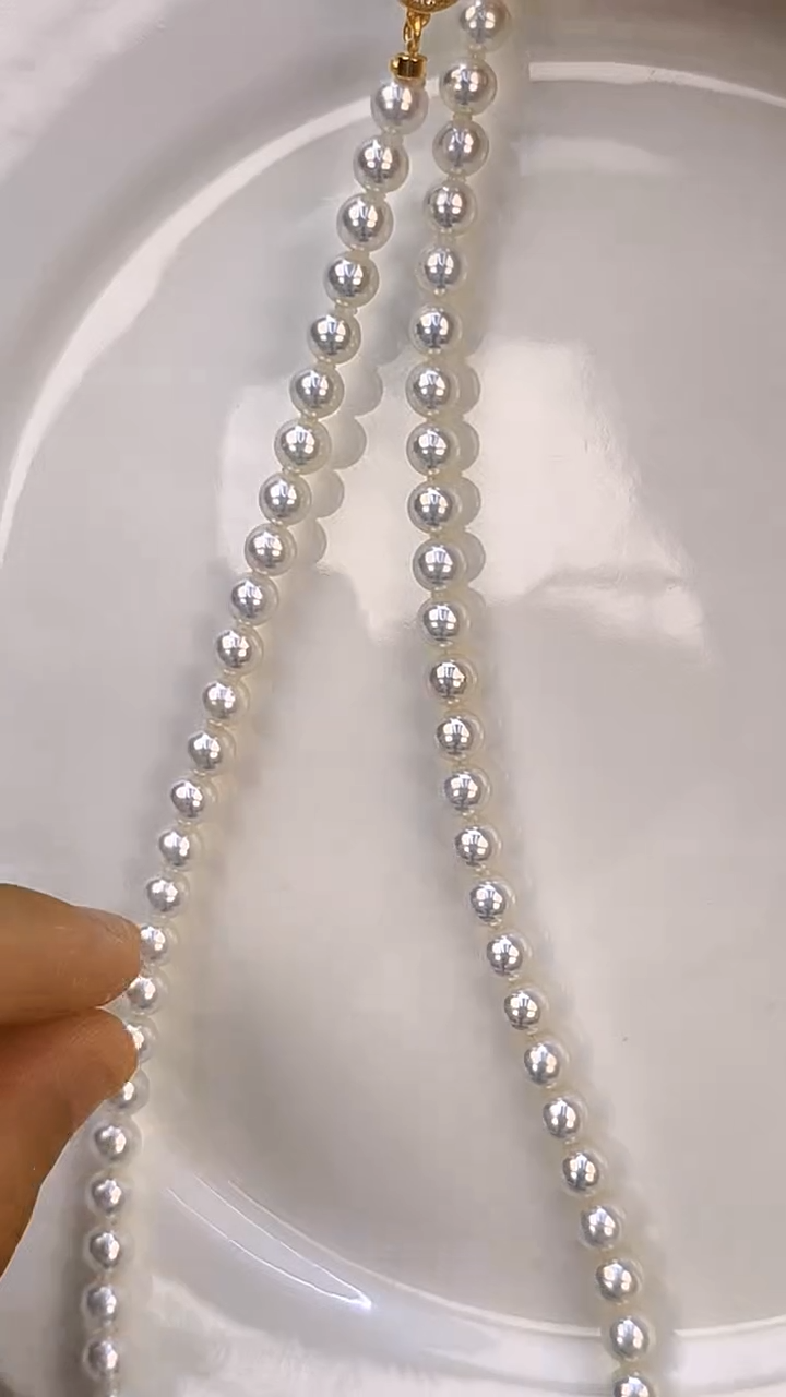 淡水珍珠银S925镶嵌项链6-7