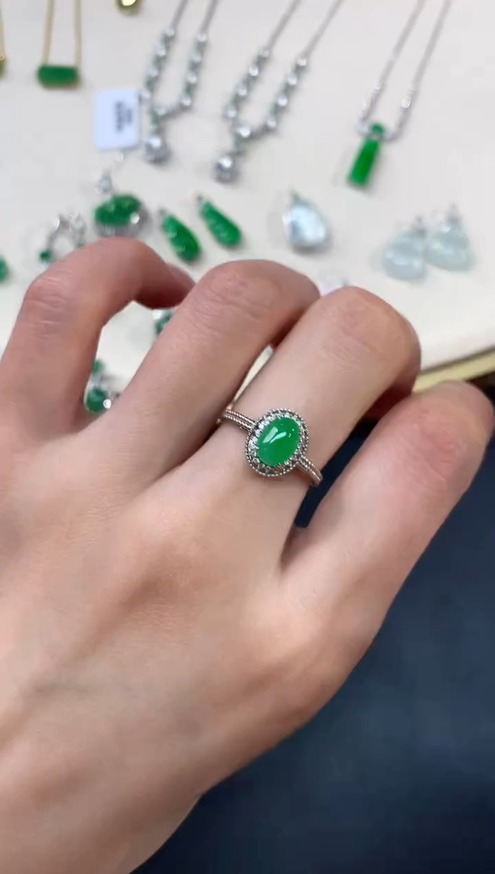 【闪购商品】翡翠戒指18K金镶嵌戒指A391|2980