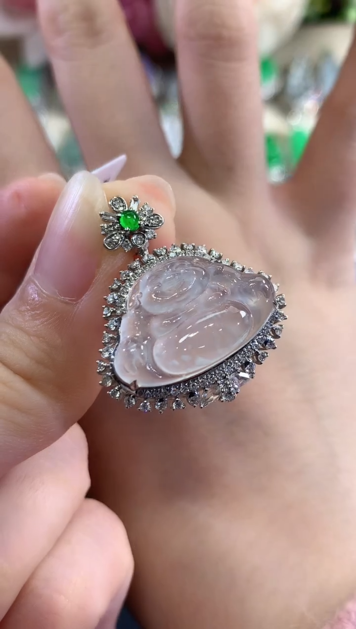 吊坠(不含链)18K金镶嵌翡翠d117   