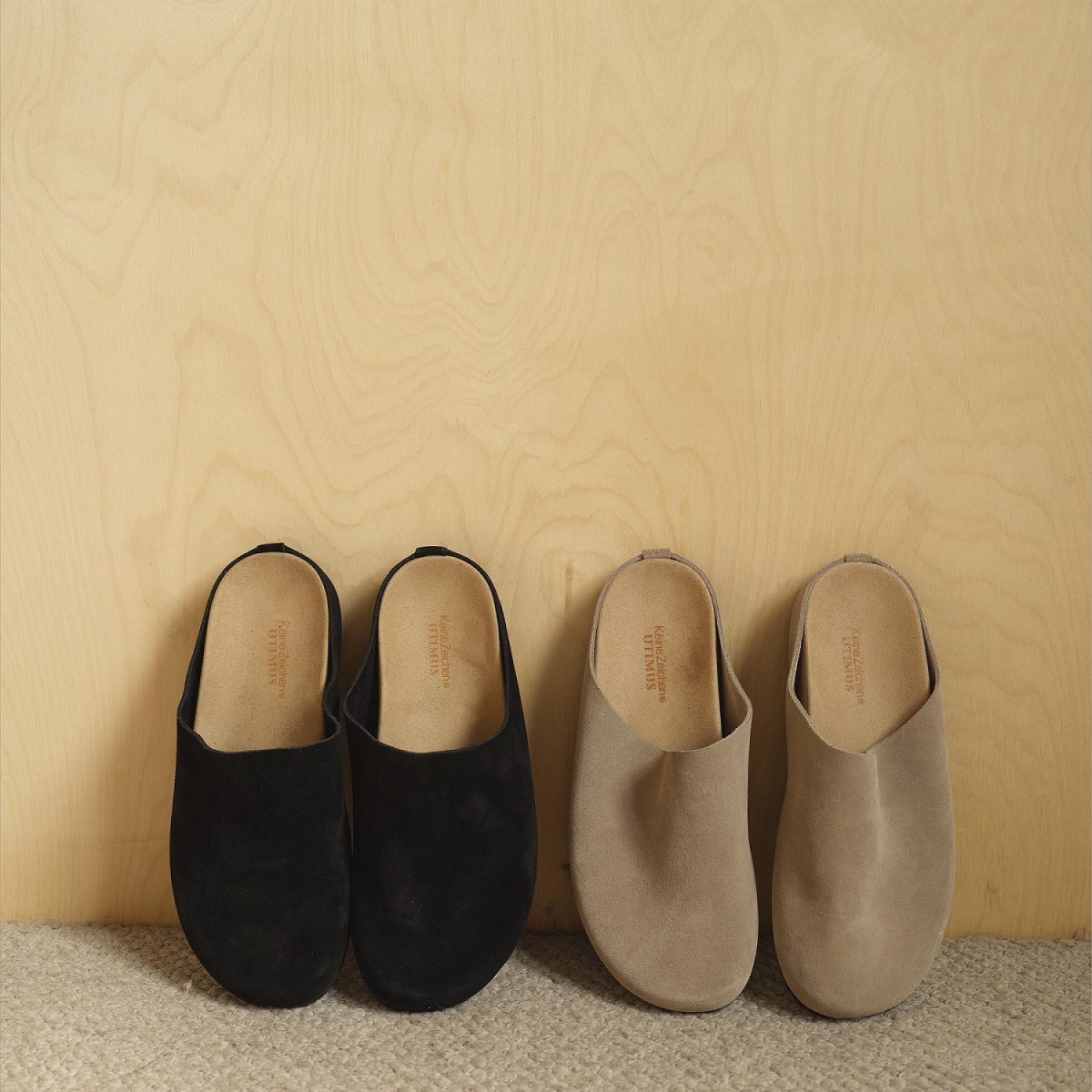 Utimus / NO LOGO联名高丝光反绒皮勃肯穆勒拖鞋包头懒人一脚蹬