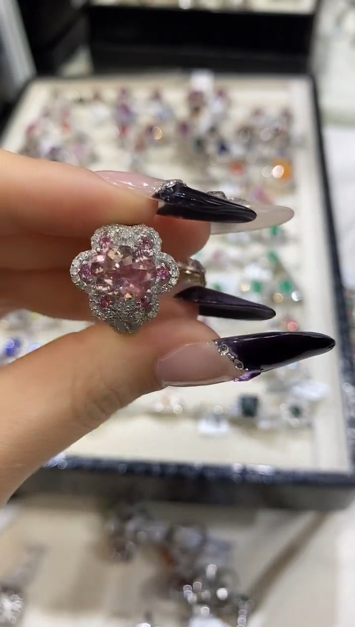 银S925镶嵌戒指定制碧玺楚楚珠宝中古甄选不退换