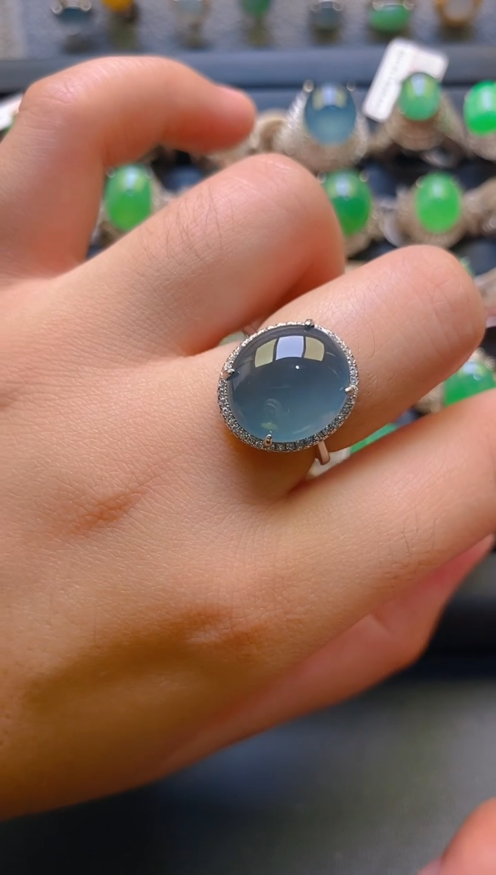 【闪购商品】翡翠耳饰银S925镶嵌天然A货翡翠1