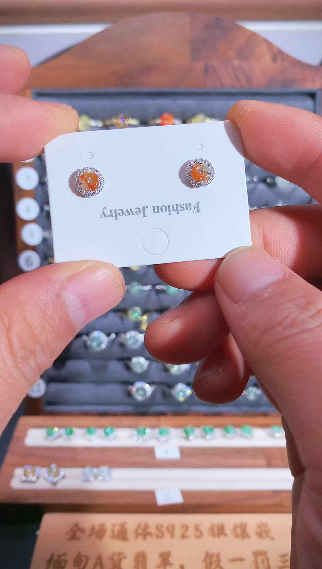 银S925镶嵌戒指翡翠S925银镶翡翠平安扣女饰品