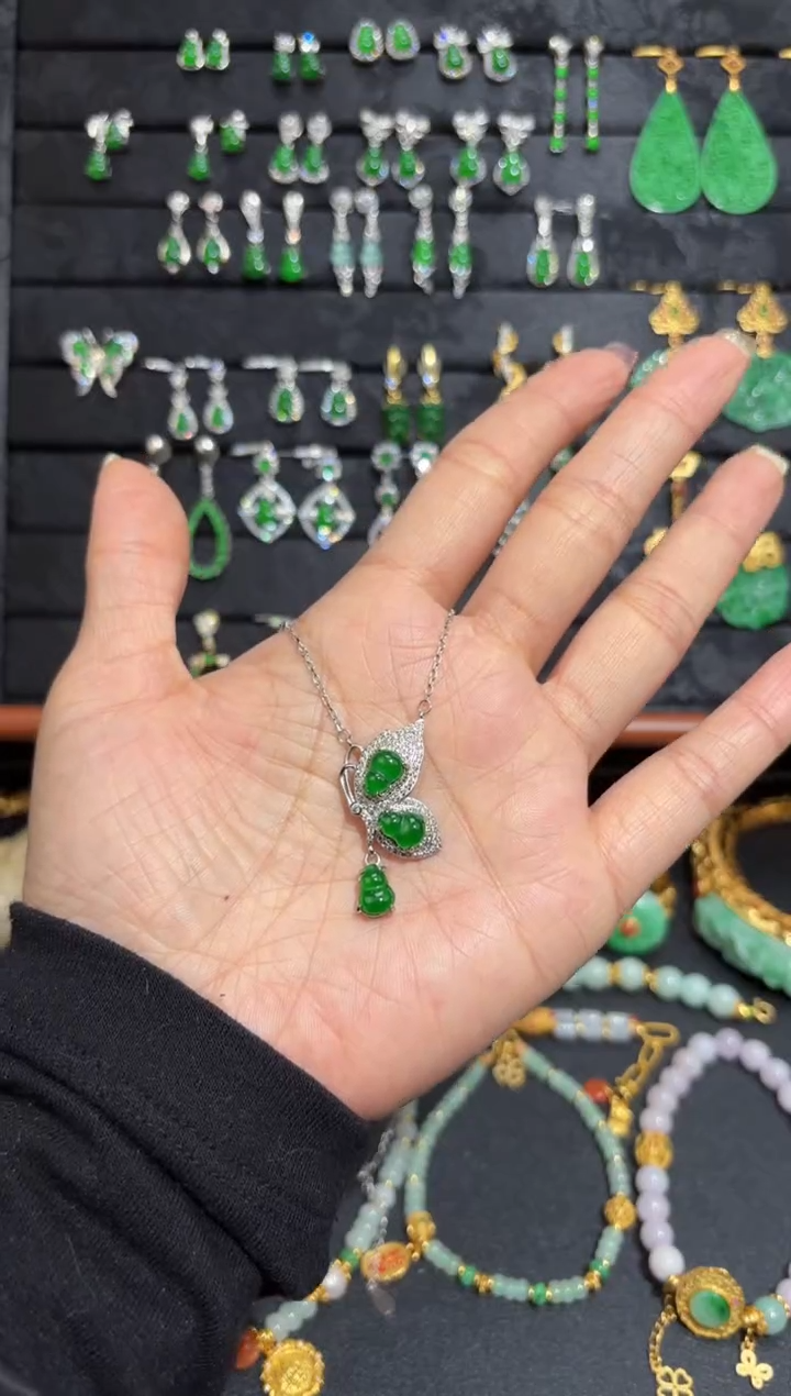 【闪购商品】翡翠颈饰银S925镶嵌蛋面/支持复检/一件