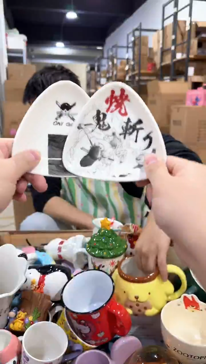 瓷片海贼王三角蘸料碟2件套