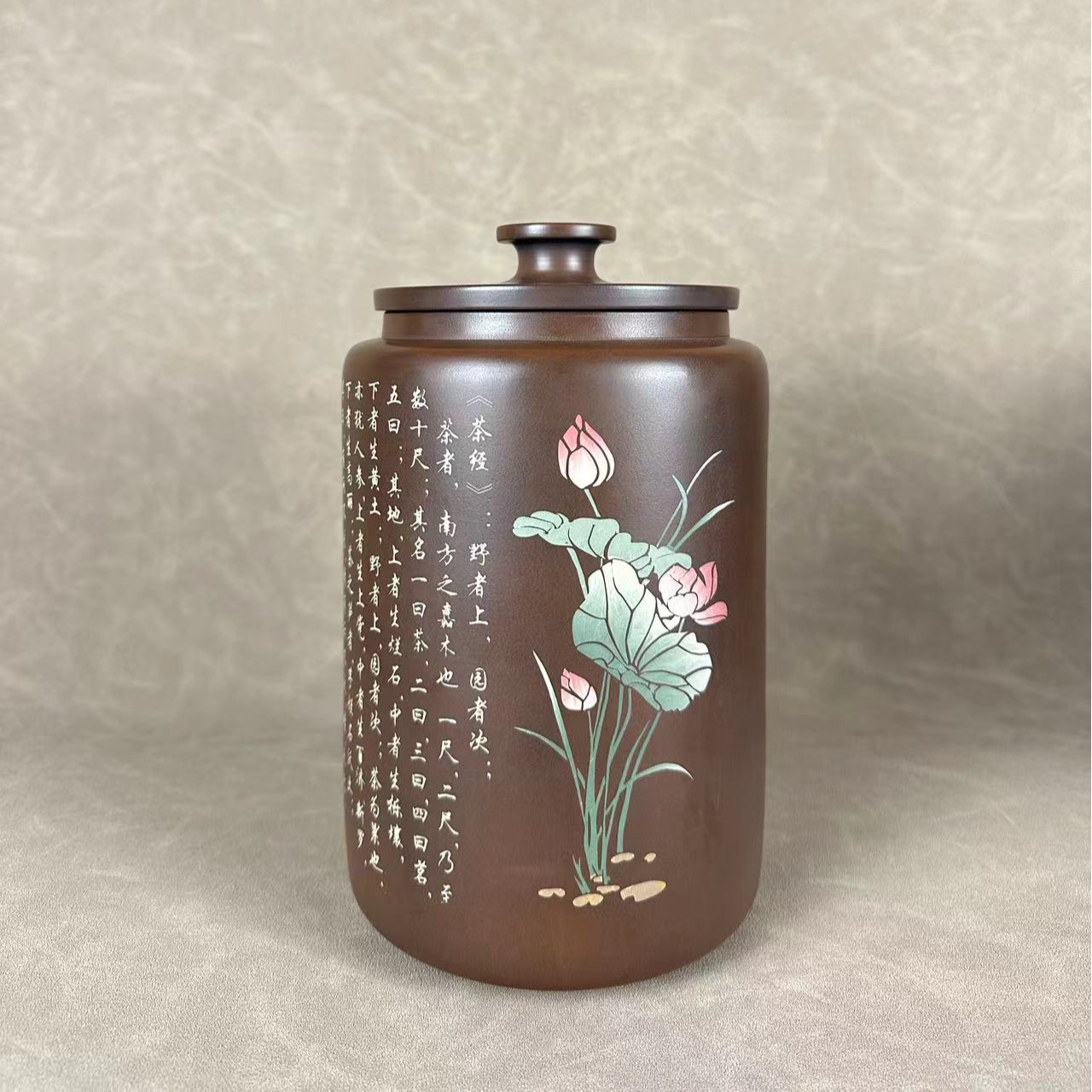 云南建水紫陶精品醒茶罐高端原矿茶叶罐散茶老工艺阴刻阳填醒茶罐