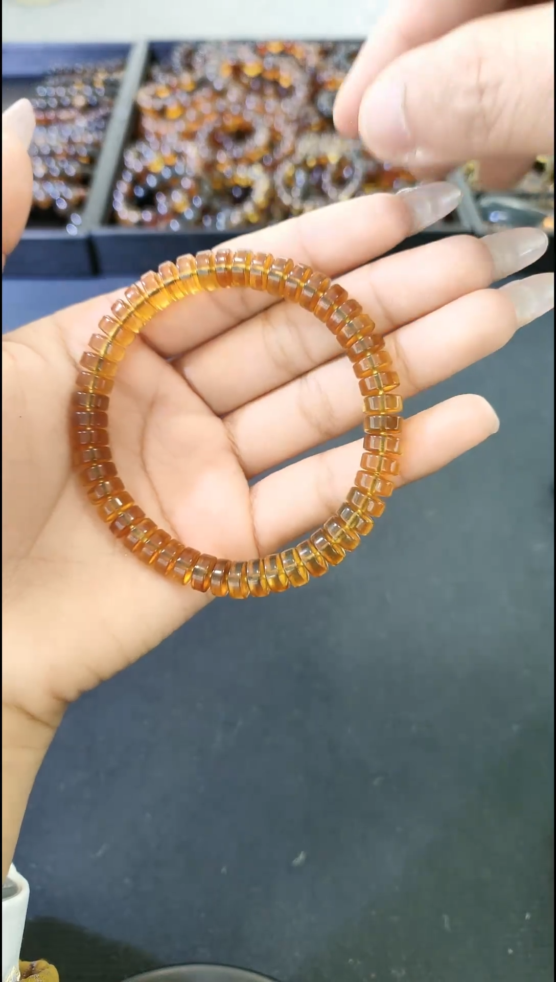 【闪购商品】琥珀手链未镶嵌#14#7mm缅甸琥珀算盘珠手串
