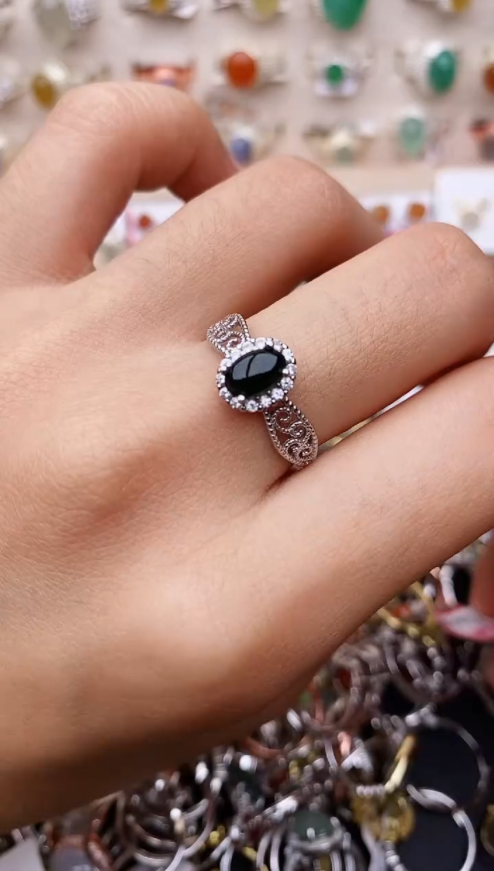 【闪购商品】翡翠戒指银S925镶嵌缅甸翡翠